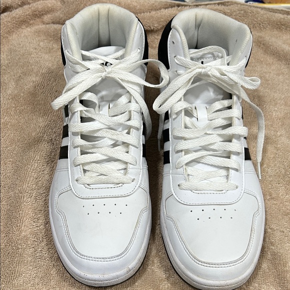 Adidas Men’s White and Black High-Top Sneakers - Picture 1 of 7